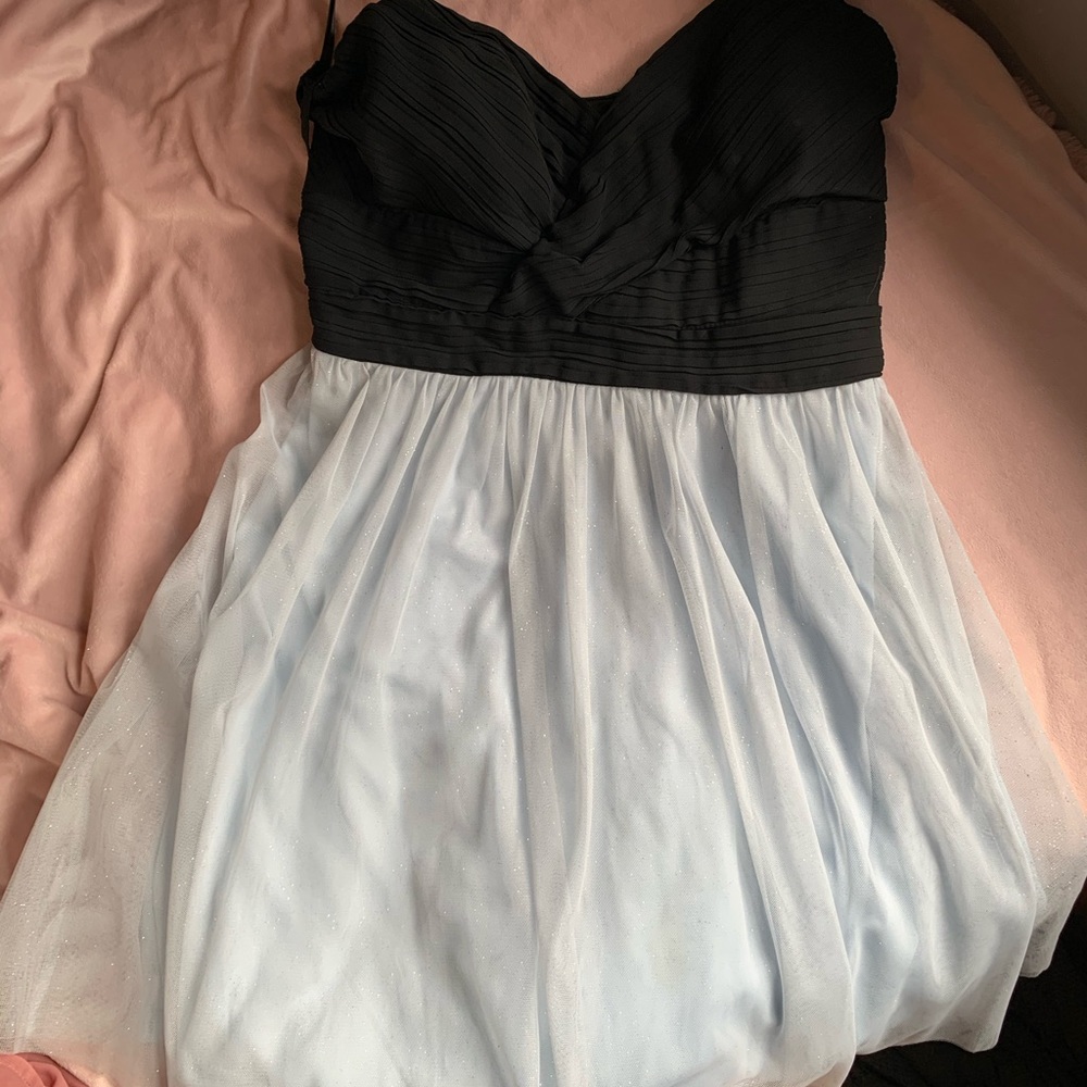 Blue and white sparkly formal dresss